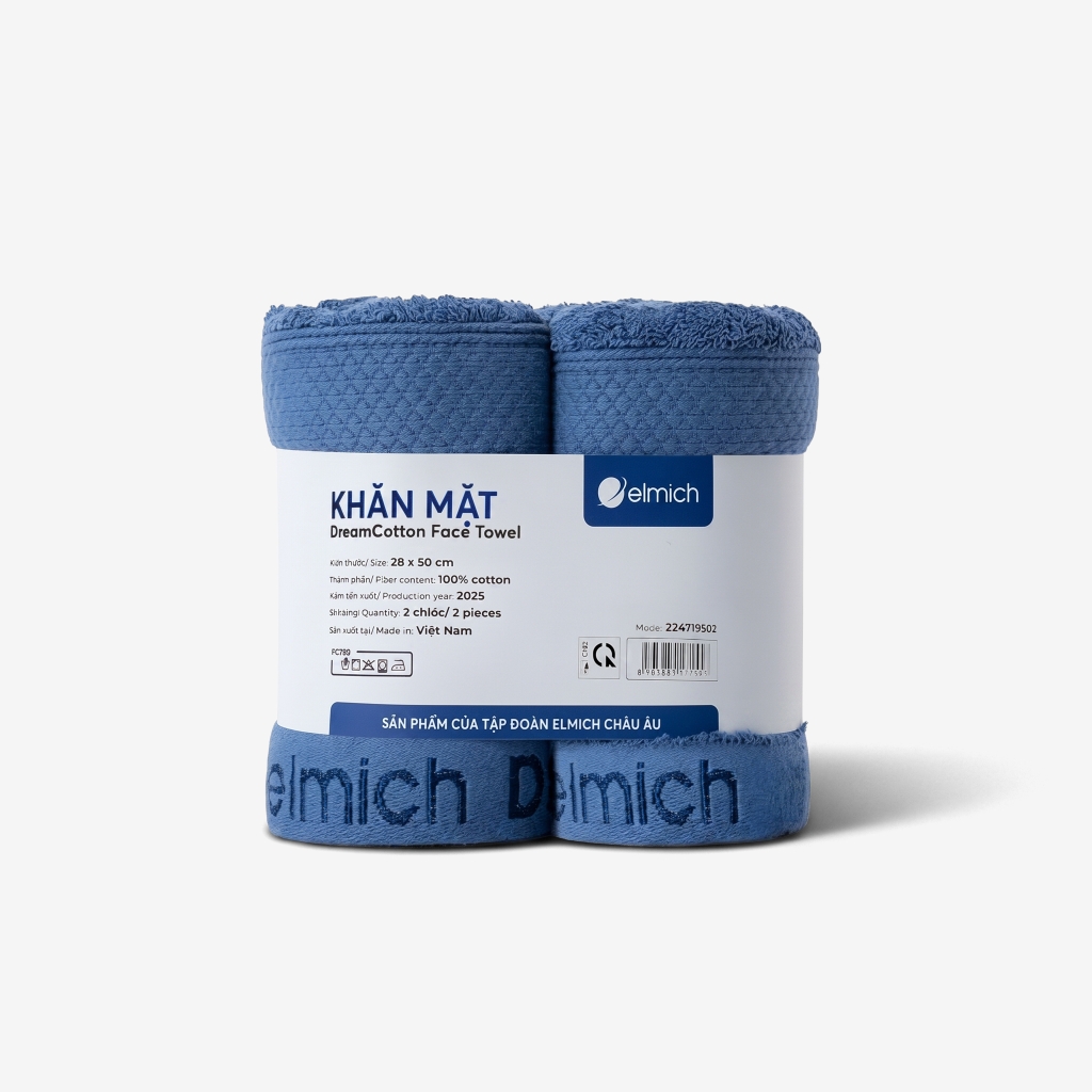 Bộ 2 khăn mặt 100% cotton cao cấp Elmich Dr.Sleep