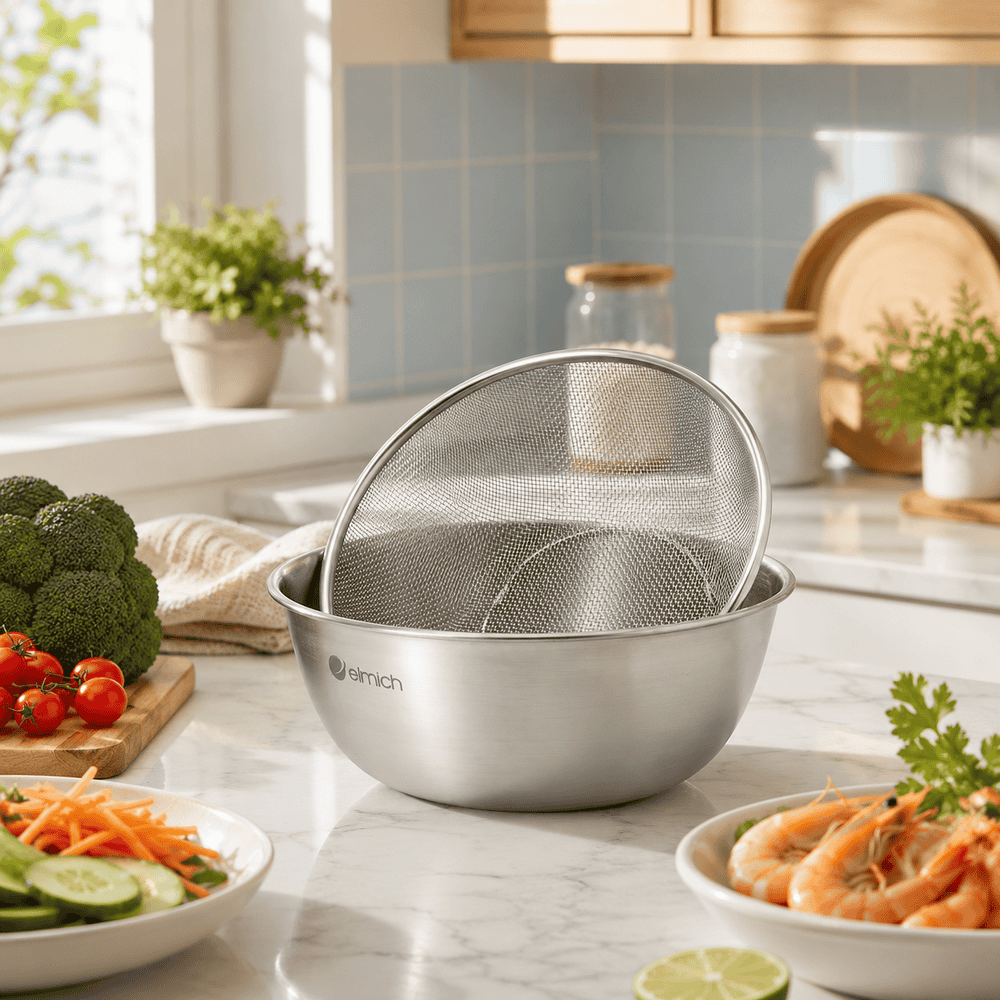 Bộ tô kèm rổ inox cao cấp đường kính 19 cm Elmich EL0013D19