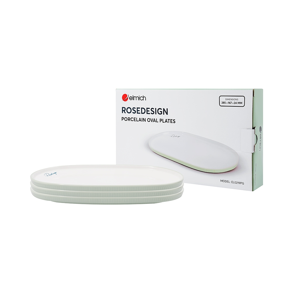 Bộ 3 đĩa bầu dục nhỡ Elmich RoseDesign EL0219PG