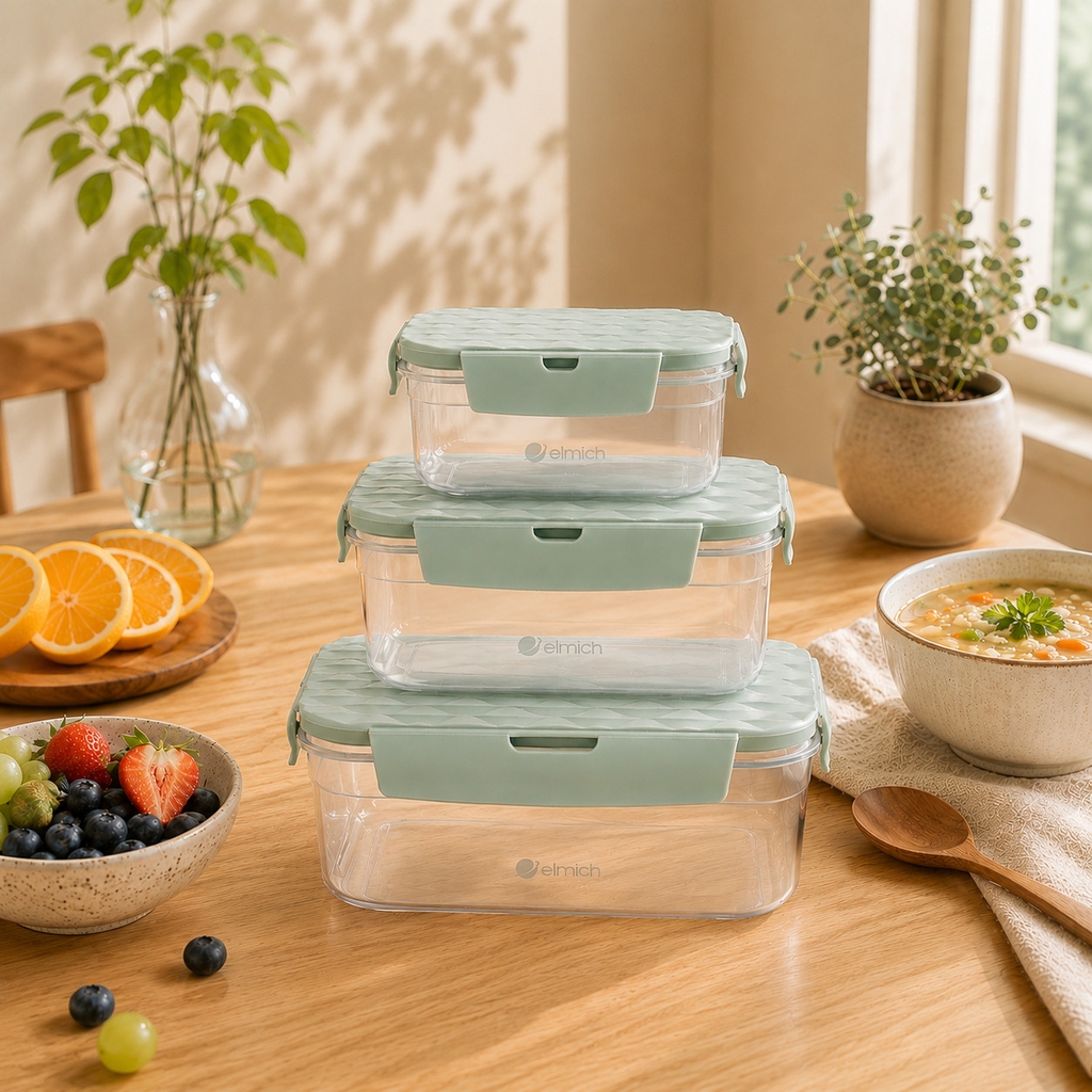 Bộ 3 hộp nhựa Elmich EL4008 dung tích 600ml-1200ml- 2200ml