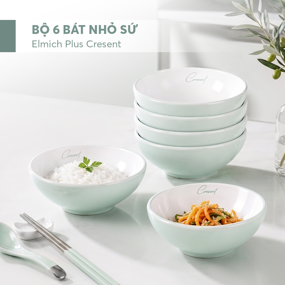 Bộ 6 bát nhỏ sứ Elmich Plus Cresent 10.7x10.7x4.5cm