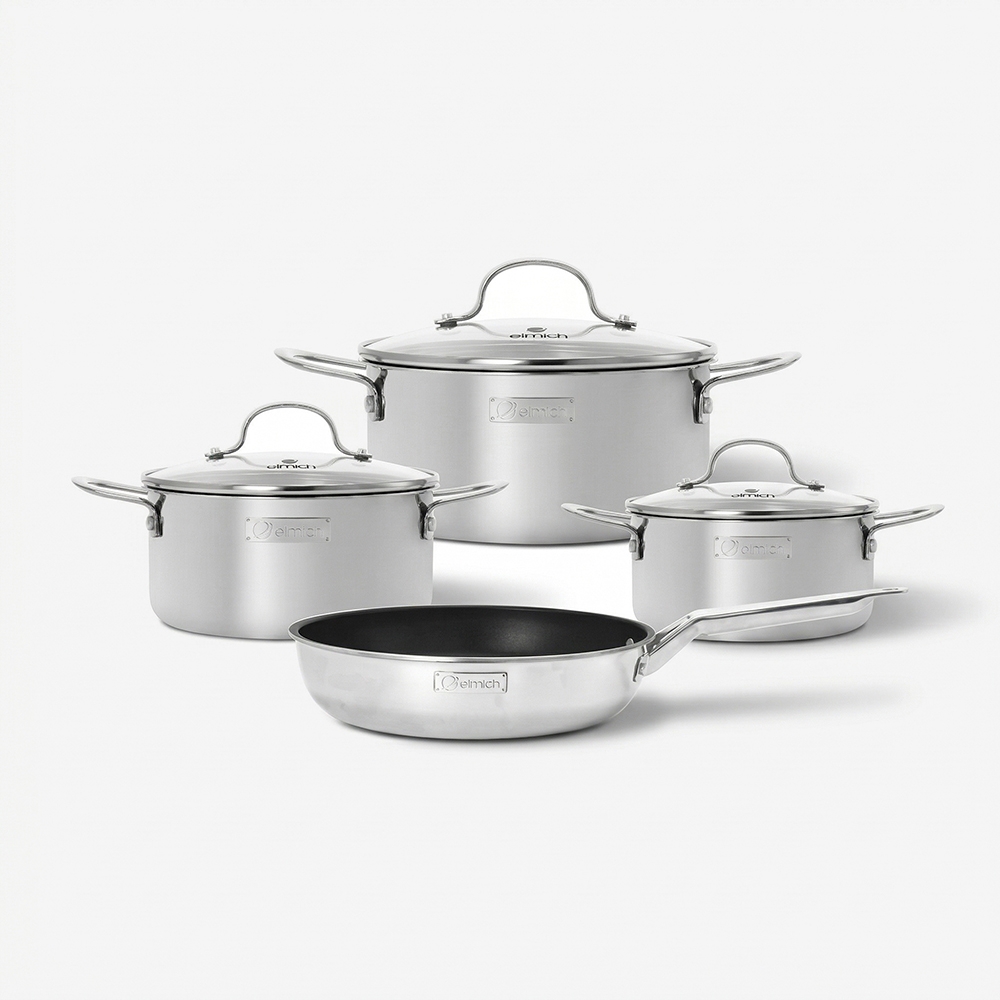 Bộ nồi inox nguyên khối Elmich Trimax classic EL-2136OL03 size 18, 20, 24 chảo 24cm