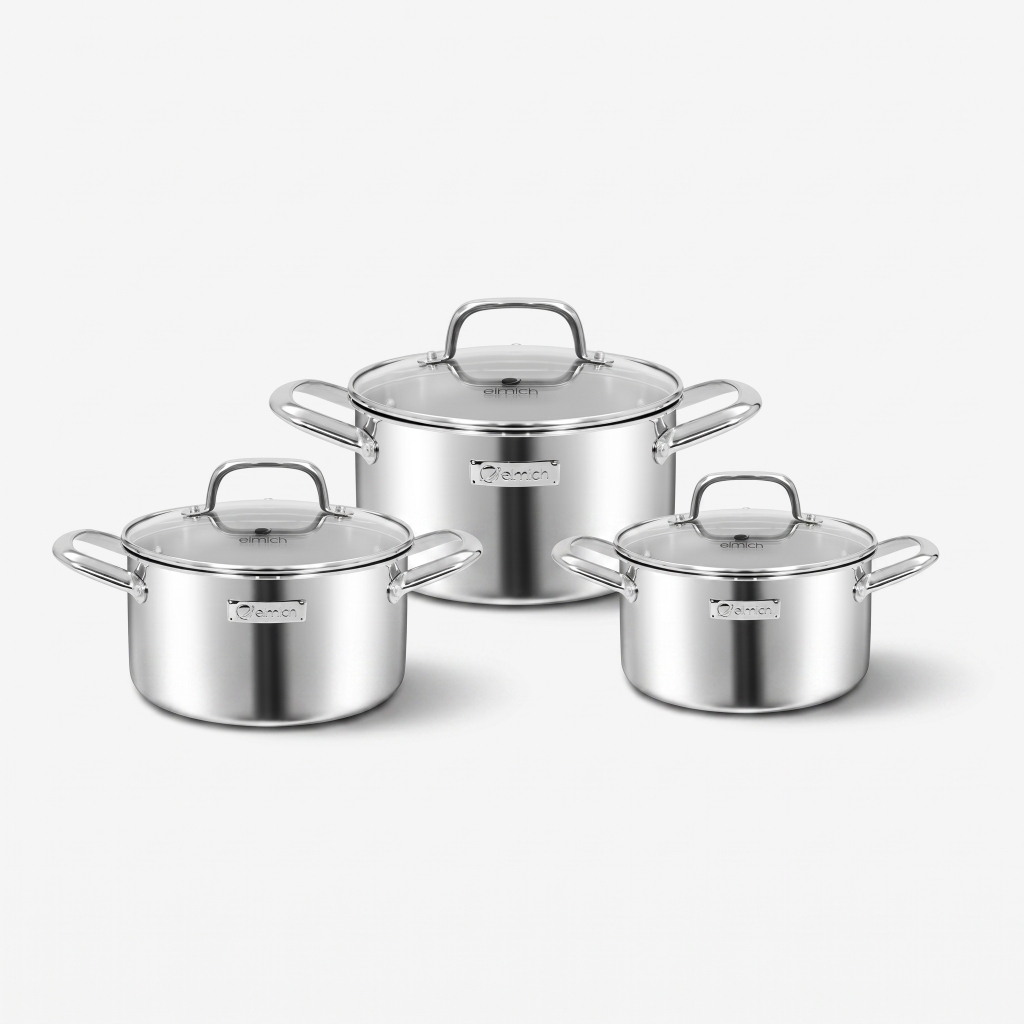 Bộ nồi inox liền khối Elmich Trimax Napoli EL2352482IN02 Size18,20,22cm