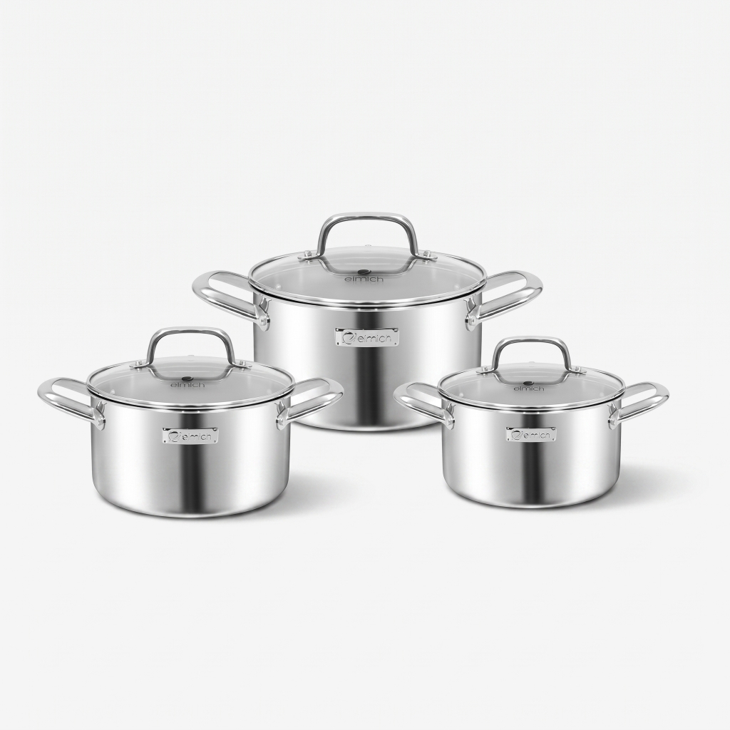 Bộ nồi inox liền khối Elmich Plus Trimax Napoli EL2352482IN03-18, 20, 26cm