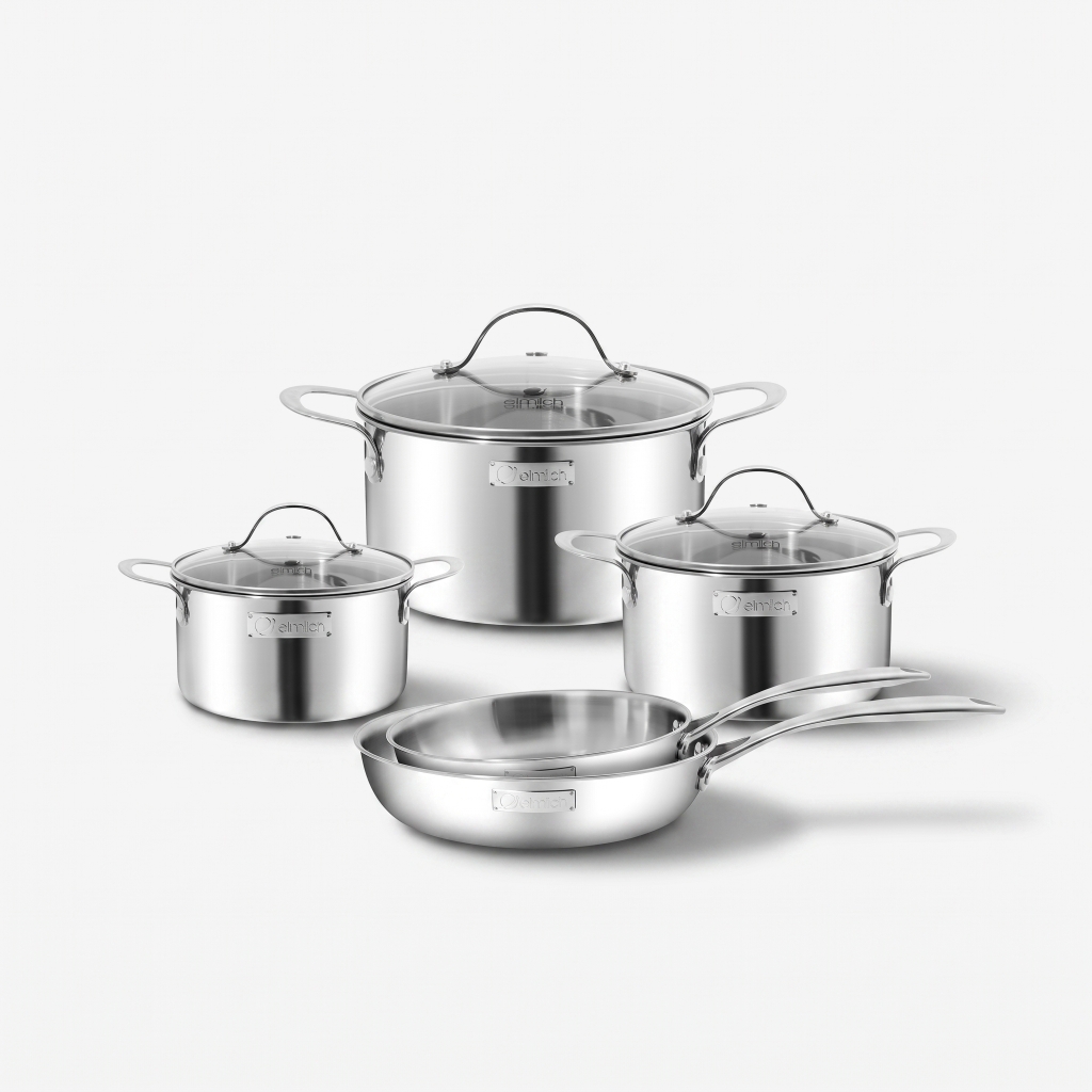Bộ nồi chảo inox  liền khối Elmich Trimax EL2486IN01 Size 16,20,24, chảo 20,24cm
