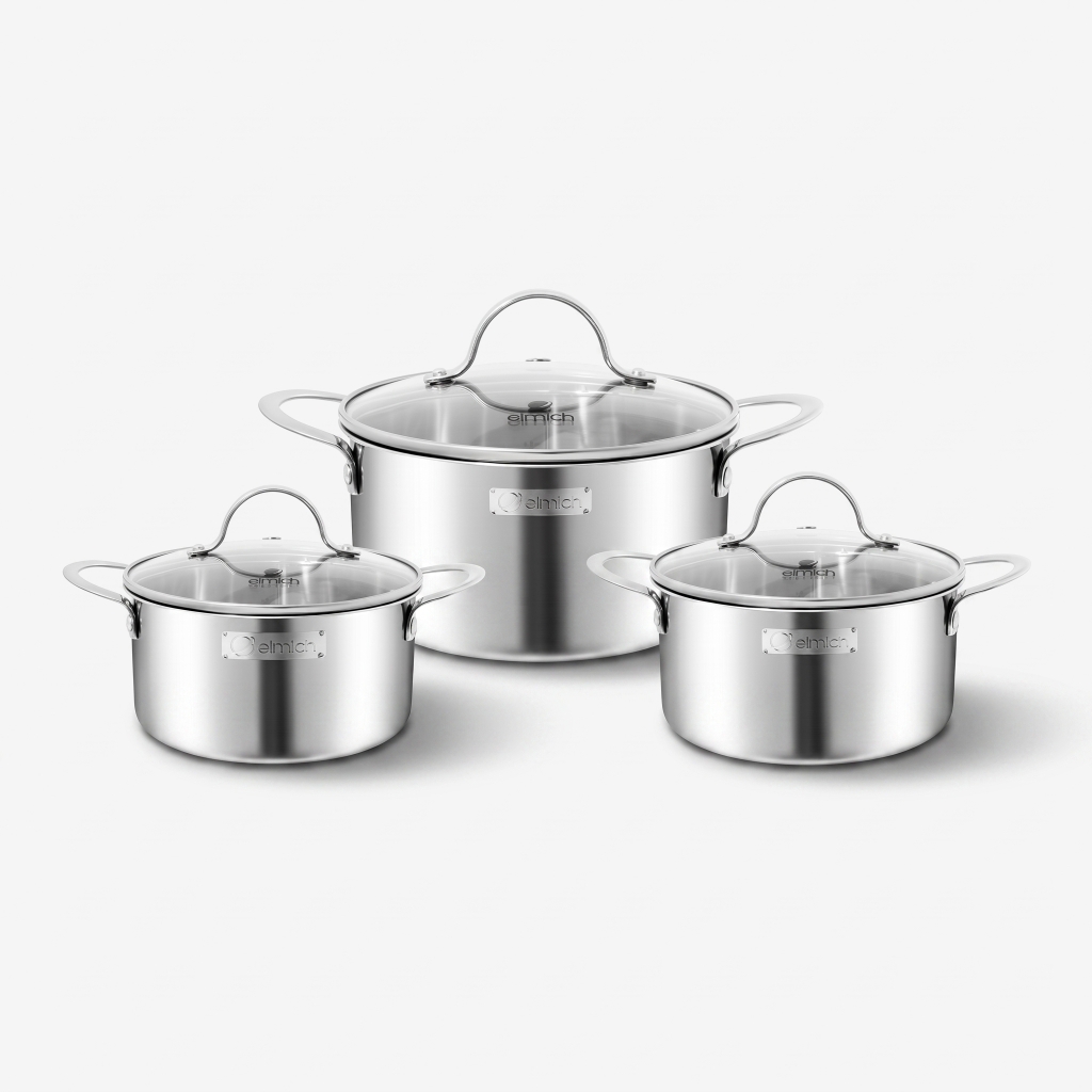 Bộ nồi inox liền khối Elmich EL2487IN01 Size 16,20,24cm