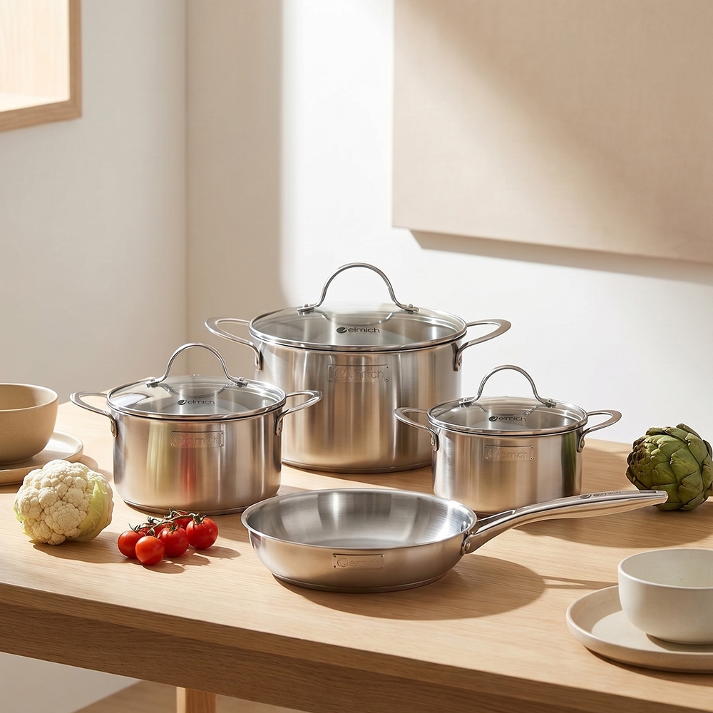 Bộ nồi inox liền khối Elmich EL2487IN02 Size 16,20,24, chảo 24cm