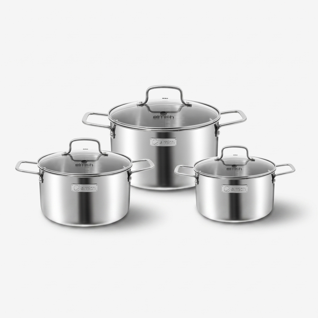 Bộ nồi inox liền khối Elmich EL2488IN01 Size 16, 20, 24cm