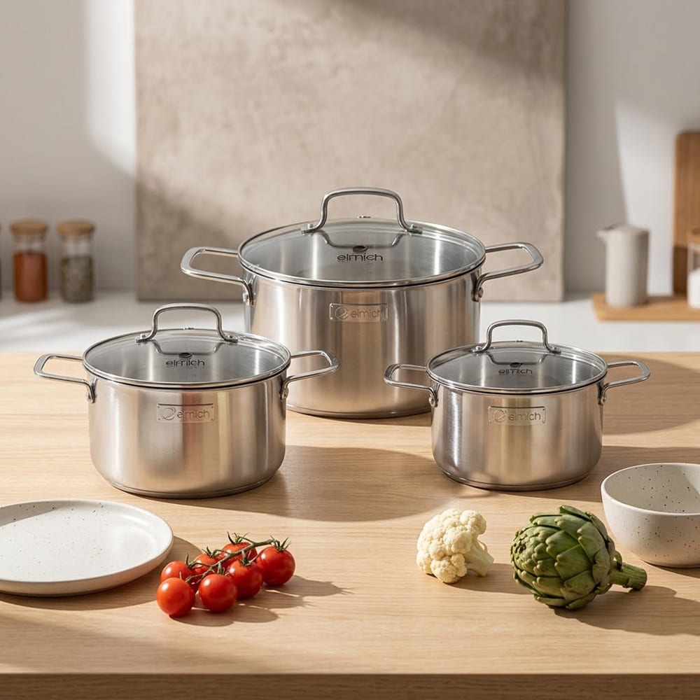 Bộ nồi inox liền khối Elmich EL2488IN01 Size 16, 20, 24cm
