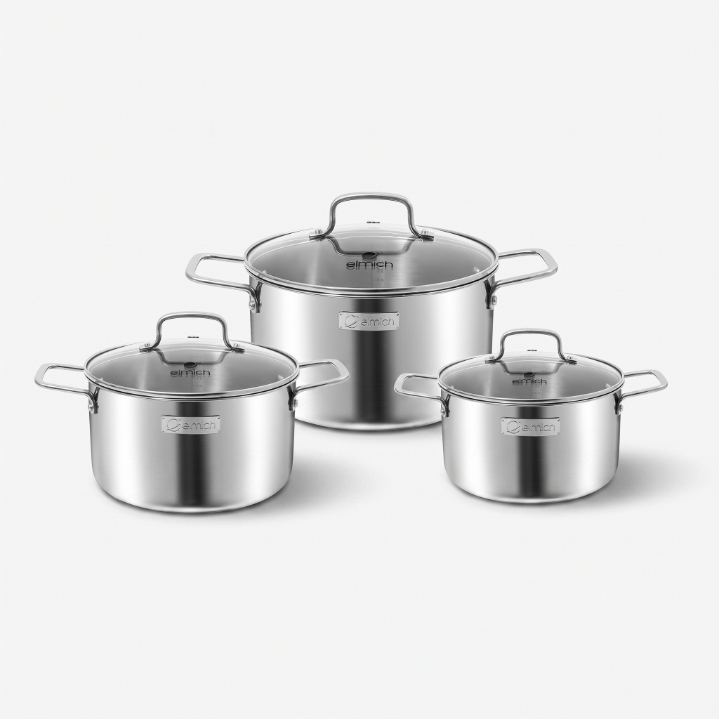 Bộ nồi inox liền khối Elmich Daily EL2488IN02-18, 20, 26cm