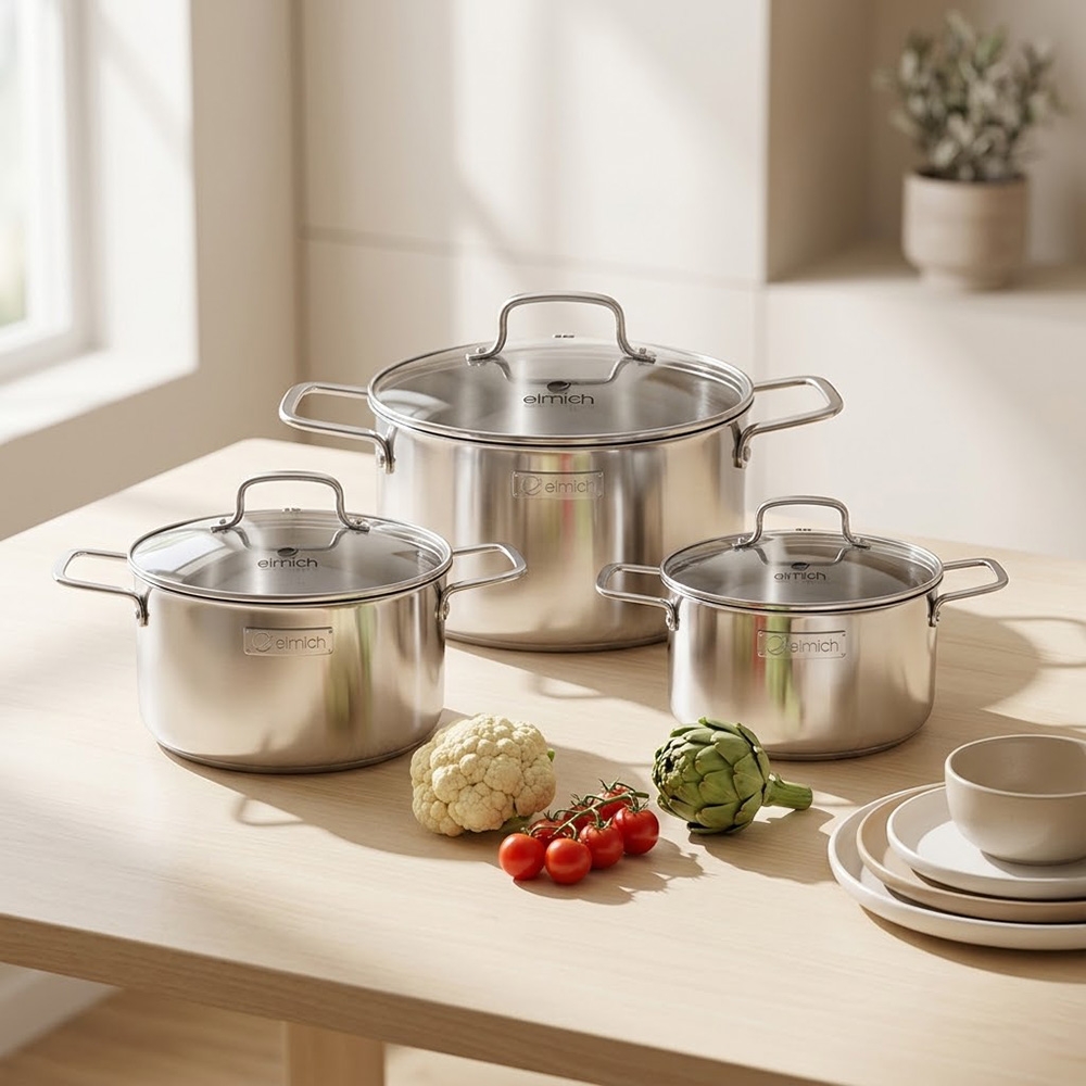 Bộ nồi inox liền khối Elmich Daily EL2488IN02-18, 20, 26cm