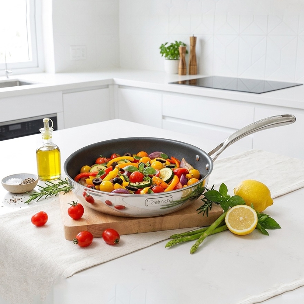 Chảo Inox cao cấp 2 lớp đáy liền Elmich Tri-Max Size 20,24,26,28 cm