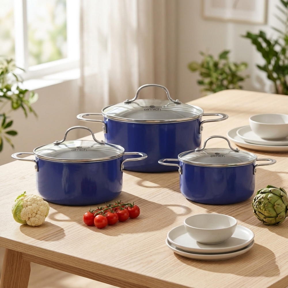 Bộ nồi phủ sứ an toàn Elmich Classic EL- 5224FD03 Size 18,20,24cm
