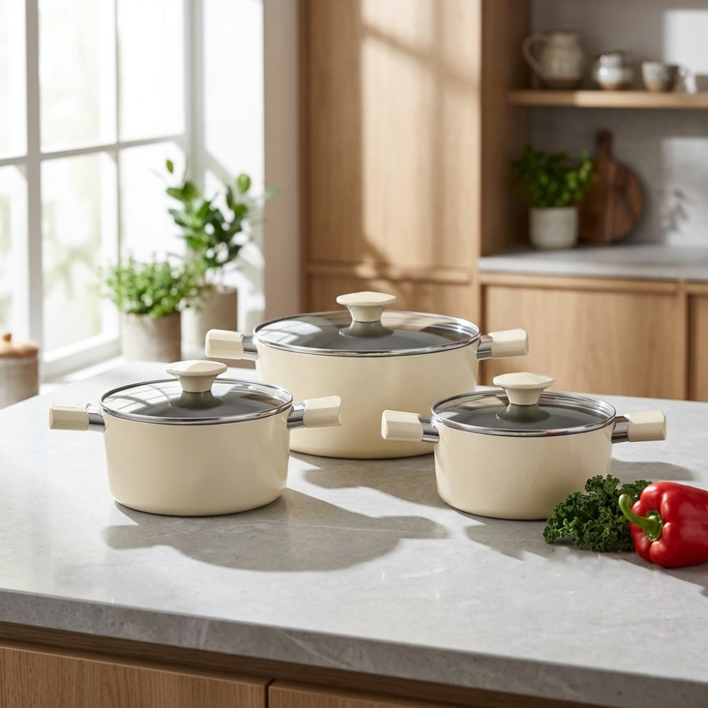 Bộ nồi chống dính ceramic Elmich Daily Classic EL5226BE03-18, 20, 24cm