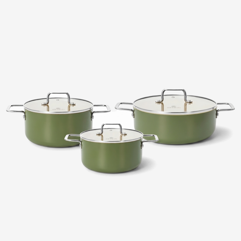 Bộ nồi phủ sứ chống dính Elmich Olive Classic EL-5231OV01 size nồi 18,20, nồi lẩu 26cm