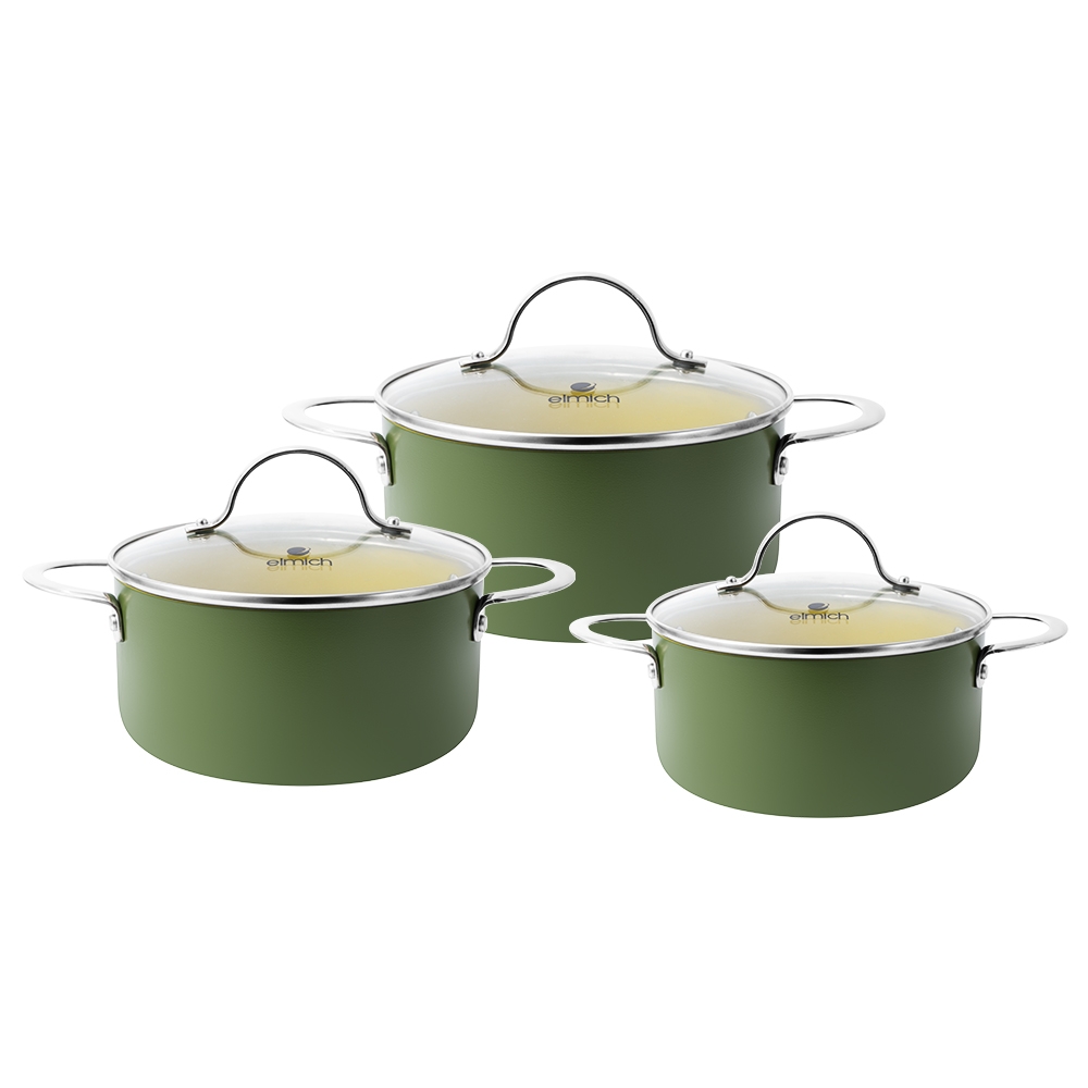 Bộ nồi chống dính Ceramic Elmich Olive classic EL5242OV03 Size 18,20,24cm