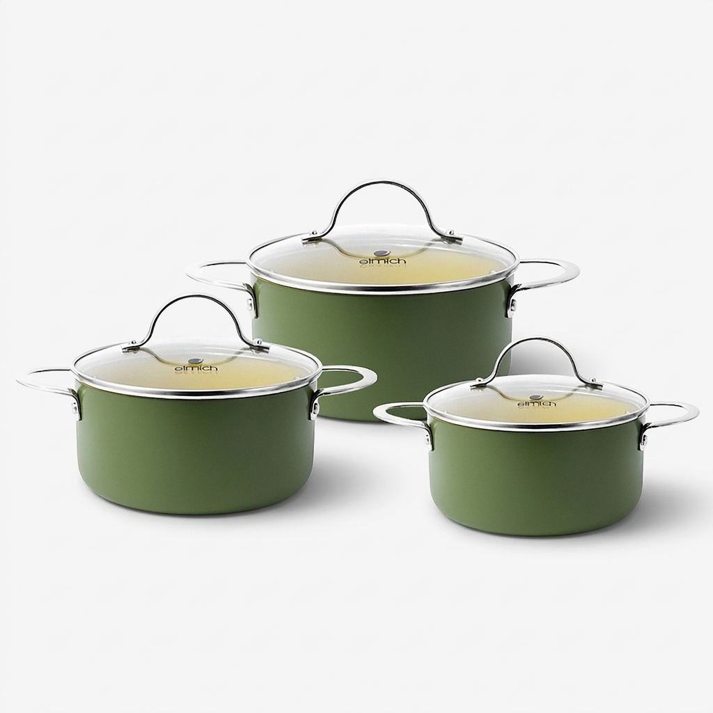Bộ nồi chống dính Ceramic Elmich Olive classic EL5242OV03 Size 18,20,24cm