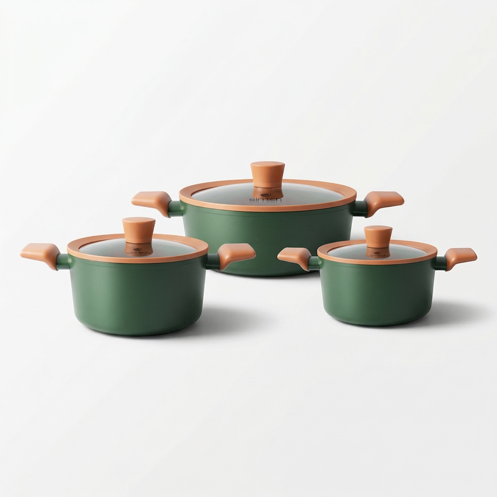 Bộ nồi chống dính Ceramic Elmich Harmony EL5246PT01 Size 18, 20, 24cm