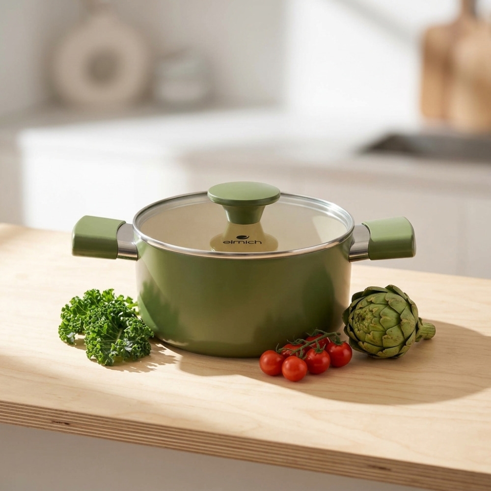 Nồi chống dính Ceramic Elmich Olive Classic EL 5533OV size 18cm,20cm