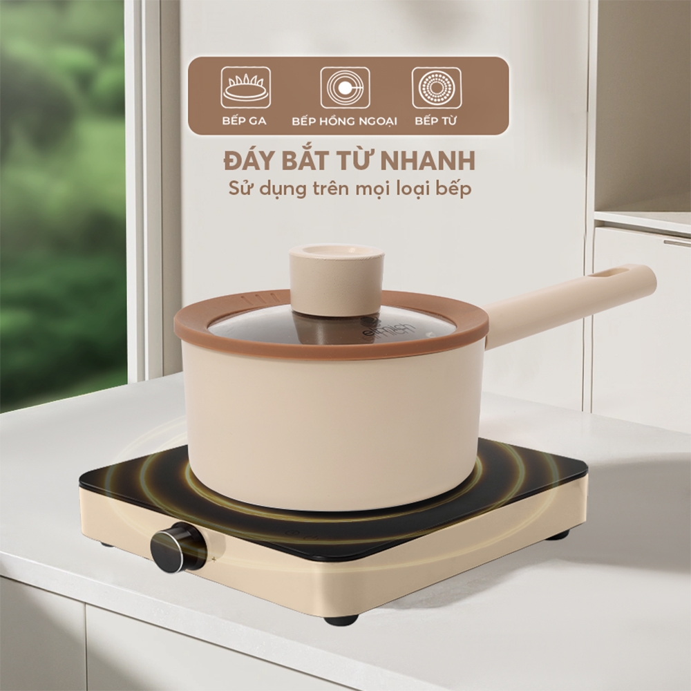 Quánh chống dính Ceramic Elmich Mocha EL5539MC16 Size 16cm