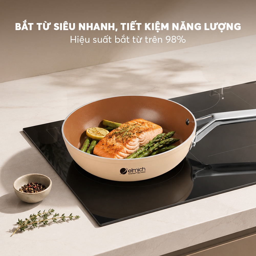 Chảo chống dính ceramic Elmich Plus Mocha EL6004MC