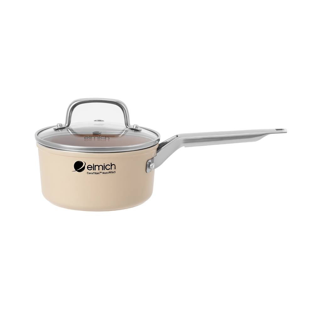 Bộ nồi Ceramic Elmich Plus Mocha 16, 18, 20, 24, chảo 26cm