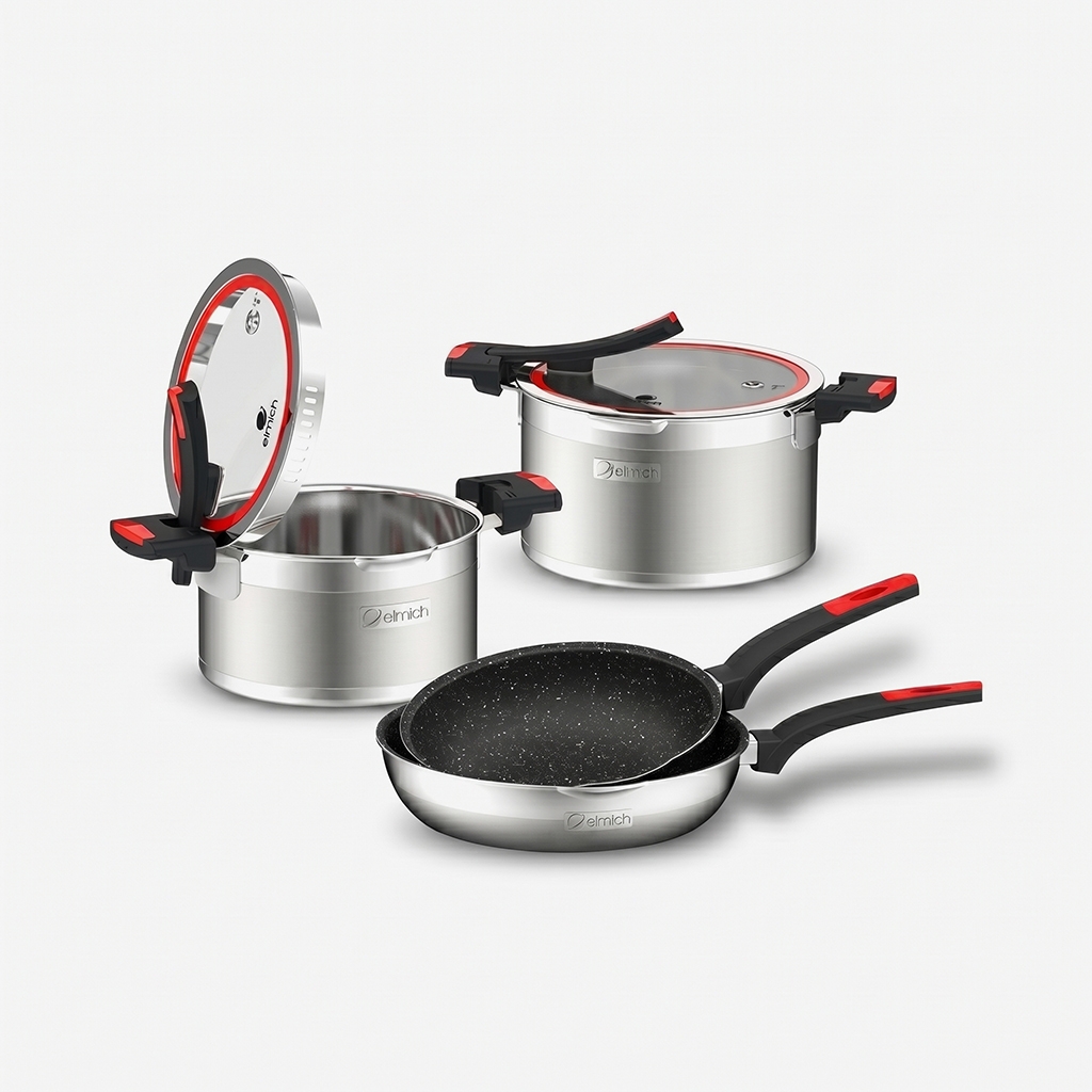 Bộ nồi Inox liền khối Elmich Milano EL-8092 size 20, 22, chảo 20, 26cm