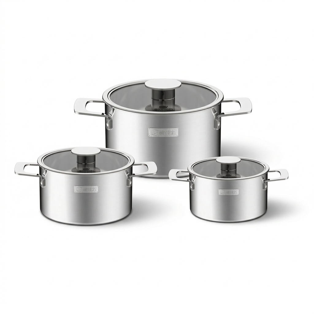 Bộ nồi Inox liền khối Elmich Hera EL8130IN size 16, 20, 22cm