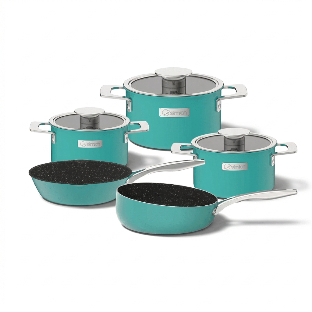 Bộ nồi Inox liền khối Elmich Hera size 16,18,22 chảo inox 20,chảo full induction 26cm