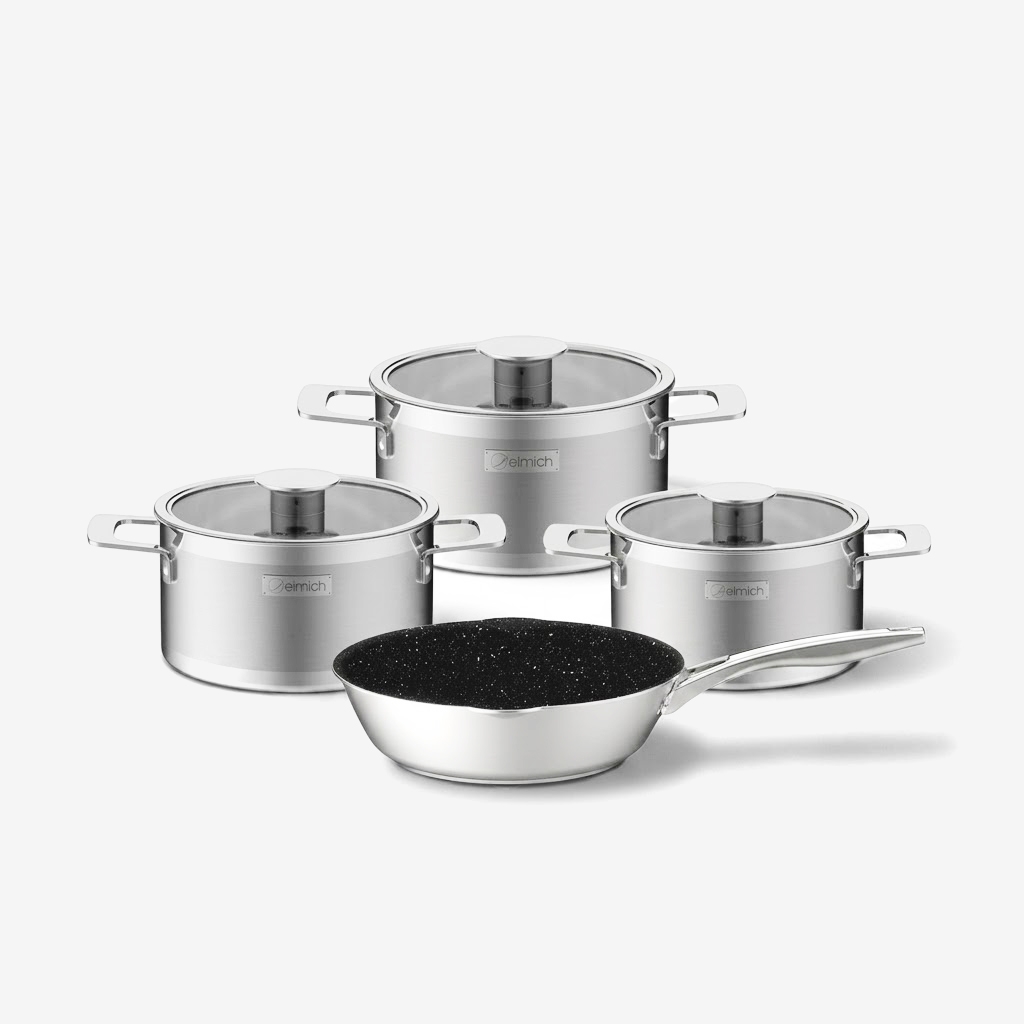 Bộ nồi Inox liền khối Elmich Hera EL 8267 size 18,20,26, chảo 26cm