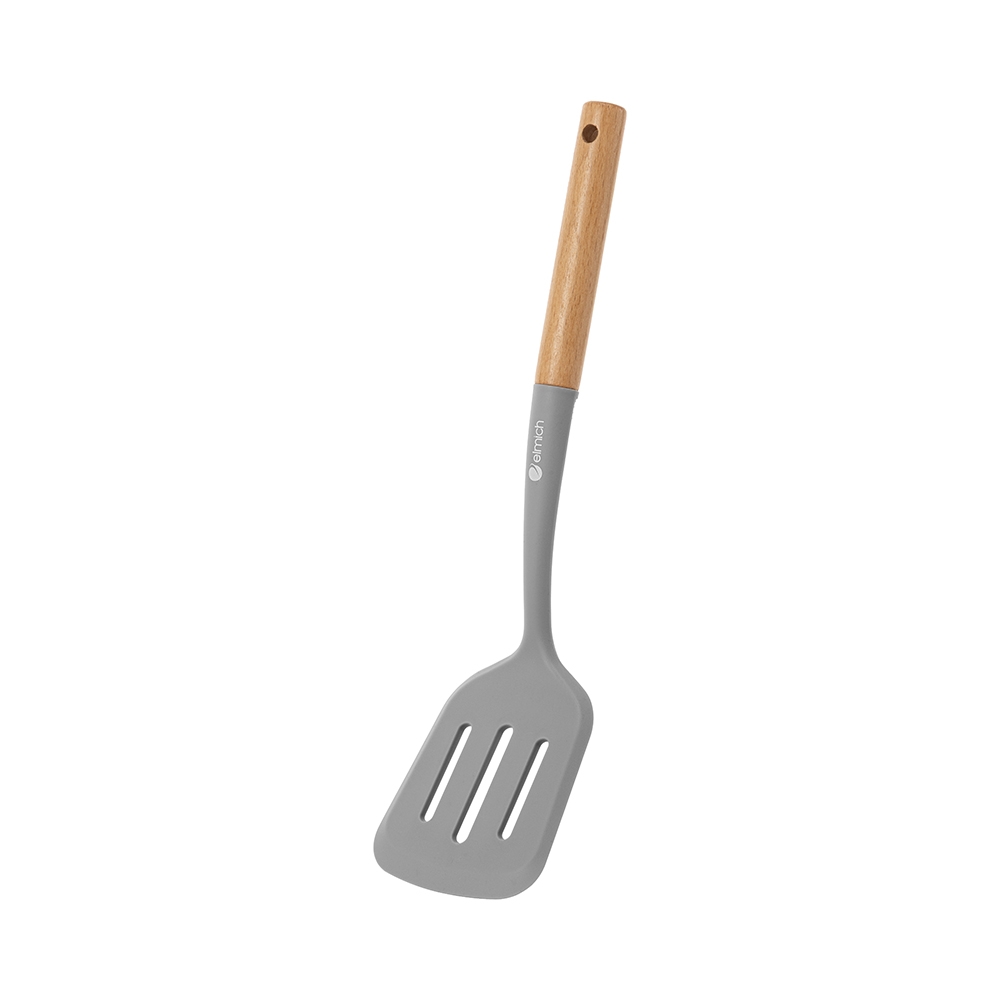 Xẻng lật silicone có rãnh cán gỗ Elmich Daily
