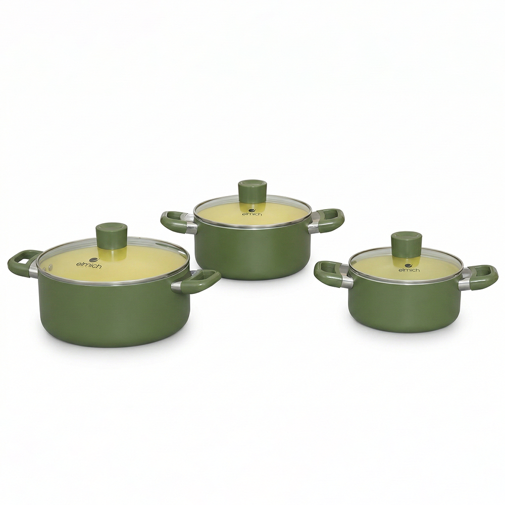 Bộ nồi chống dính ceramic Elmich Daily Olive EL5245OV01-18, 20, 24cm