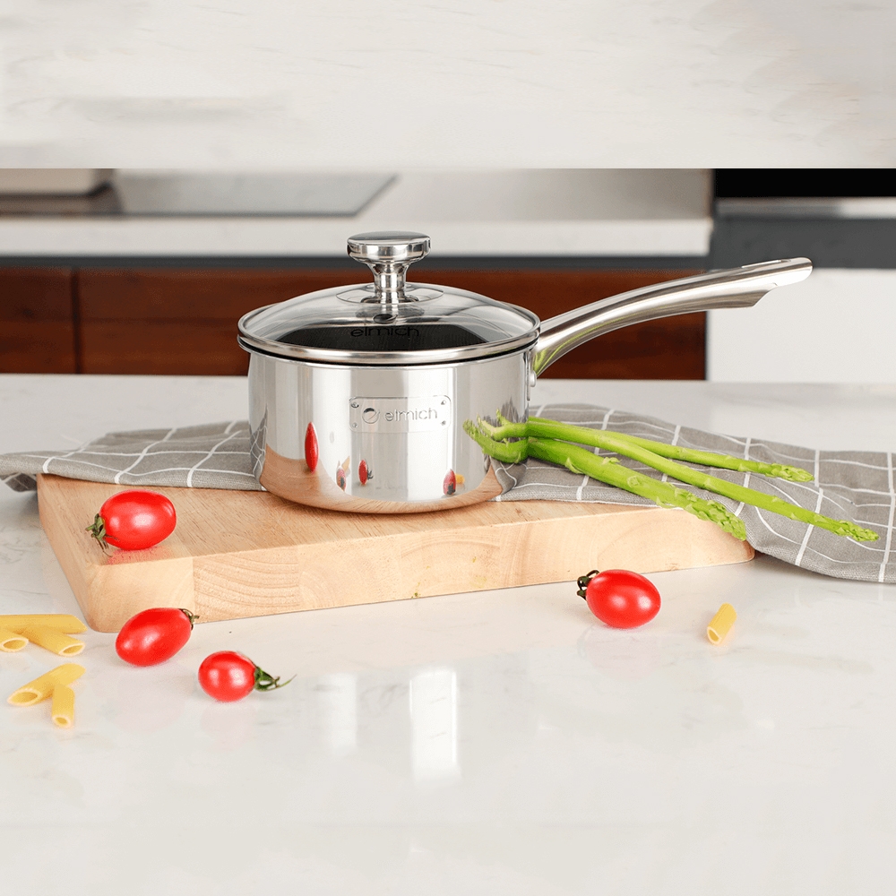 Quánh Elmich Inox 2 lớp chống dính đáy liền Tri-max EL-3783 size 14cm