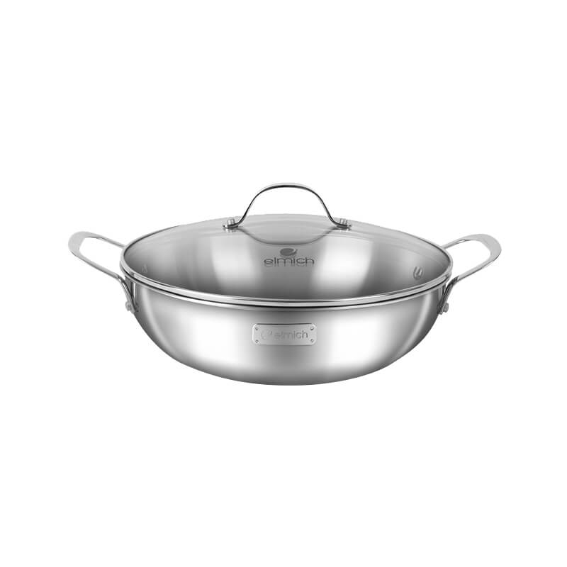 Chảo xào inox cao cấp 3 lớp đáy liền Elmich Plus Trimax EL-3797-28cm