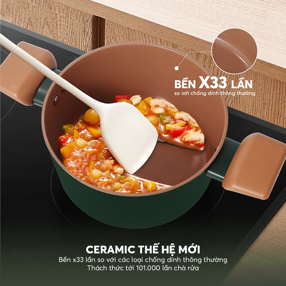 Bộ nồi chống dính ceramic Elmich Plus Harmony EL5246PT01-18, 20, 24cm
