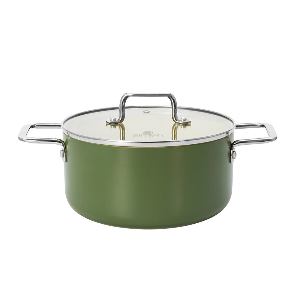 Bộ nồi chảo phủ sứ chống dính Elmich Olive Classic EL-5232OV02 size nồi 18,24, chảo 24cm