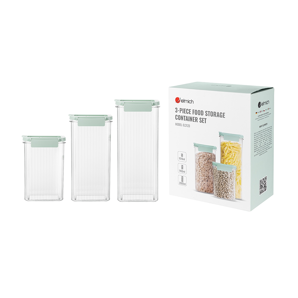 Bộ 3 hộp bảo quản thực phẩm Elmich EL3123 dung tích 1010ml-1450ml- 2000ml