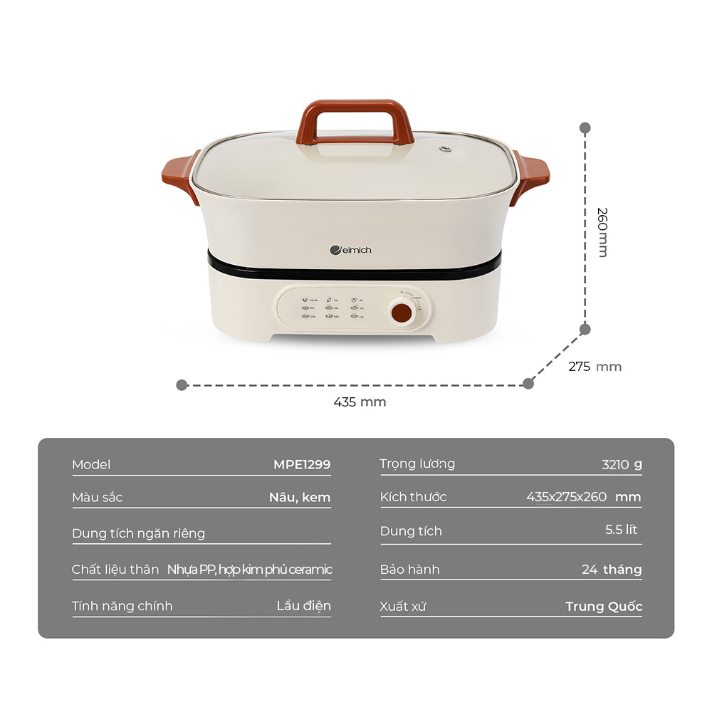 Nồi lẩu điện Elmich MPE1299