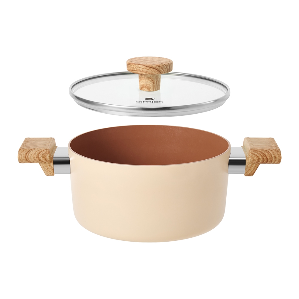 Bộ nồi chảo Ceramic Elmich Daily Nature nồi 18, 20, 24 chảo 20, 26cm