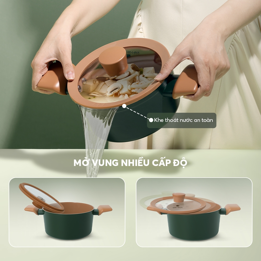 Bộ nồi chống dính ceramic Elmich Plus Harmony EL5246PT01-18, 20, 24cm