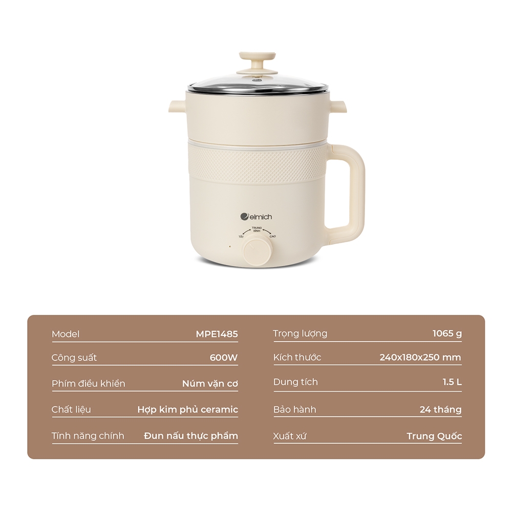 Nồi điện mini đa năng 1.5L Elmich MPE1485