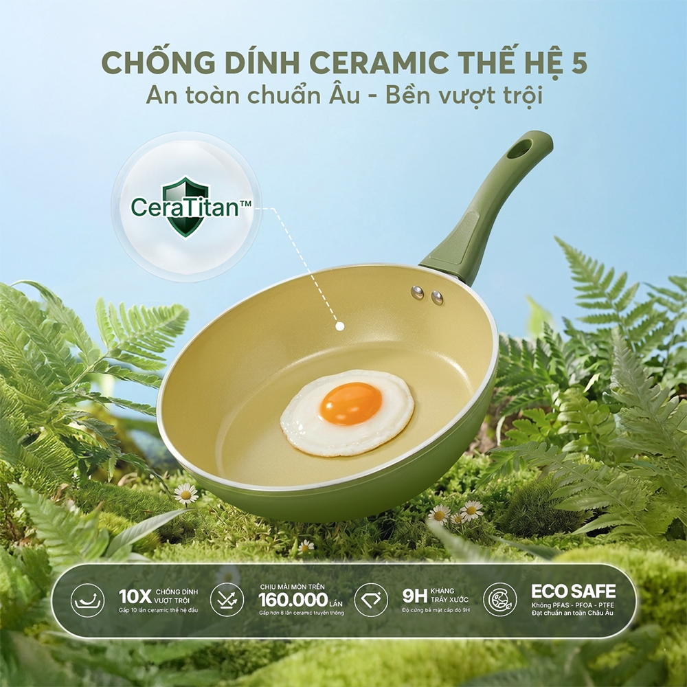 Chảo chống dính ceramic Elmich Plus Olive EL6001OV