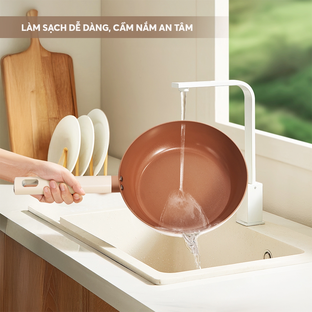Chảo chống dính ceramic Elmich Plus Mocha EL5982MC