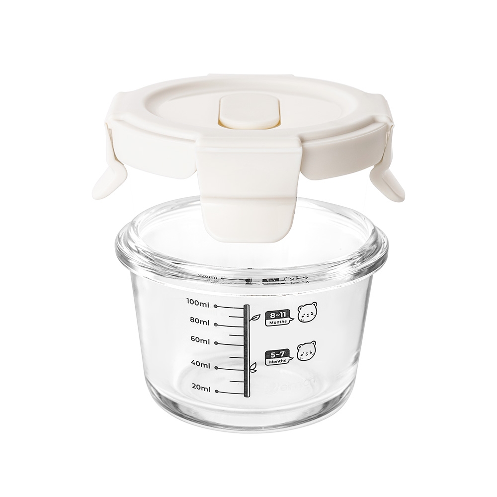 Bộ ba hộp thủy tinh bảo quản thực phẩm cho bé Elmich BabyCare EL0006, hình tròn, dung tích 130ml
