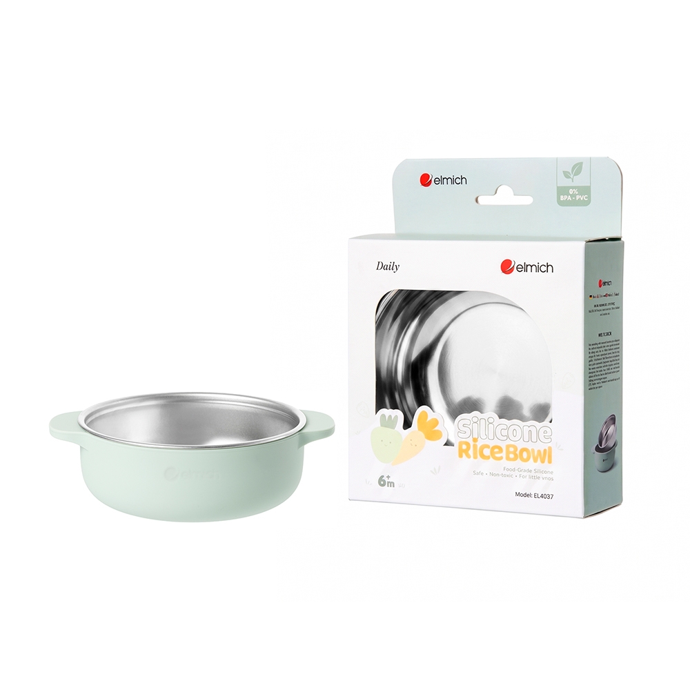 Bát ăn cơm trẻ em platinum silicone Elmich Daily