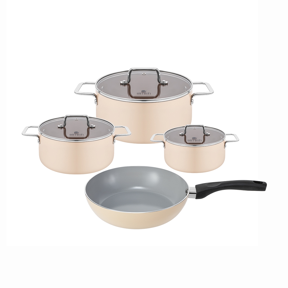 Bộ nồi chảo chống dính ceramic Elmich Core Lima 16, 20, 24, chảo 26cm