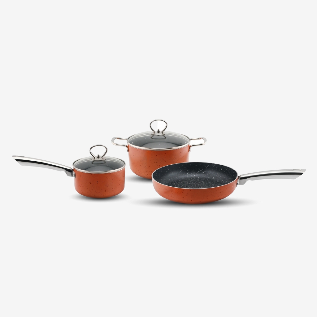 Bộ quánh 16, nồi 20, chảo 26cm vân đá chống dính cao cấp Elmich EDA-036