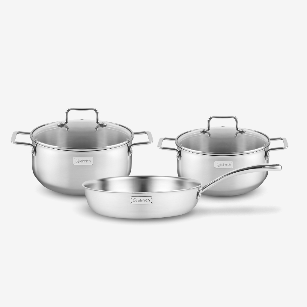 Bộ nồi inox liền khối Trimax XR EDA-1023 size 20,24cm, chảo 26cm