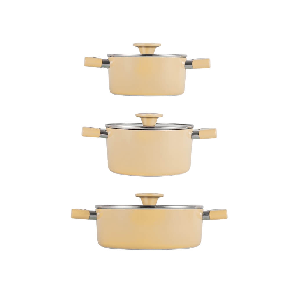 Bộ nồi chống dính vân đá ánh kim siêu bền Elmich EL -5112YA size 18,20,24cm