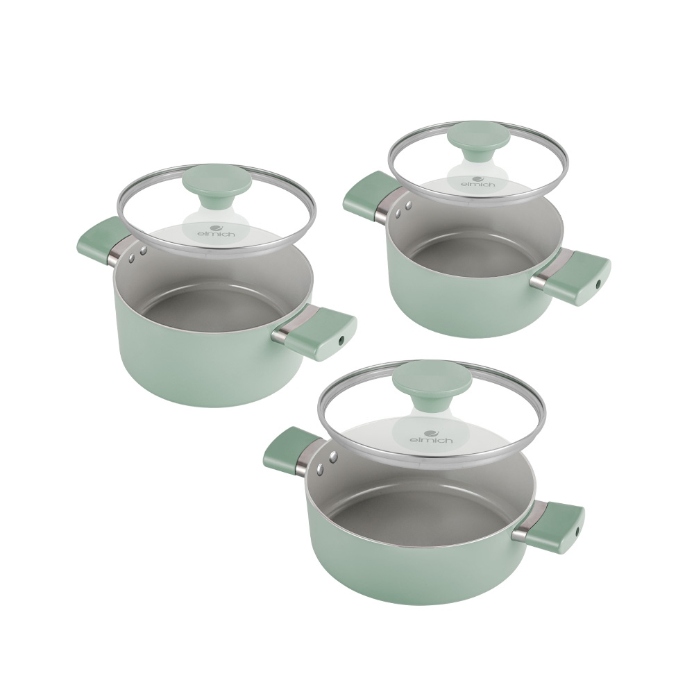 Bộ nồi chống dính Ceramic Elmich EL5204SK size 18,20,24cm